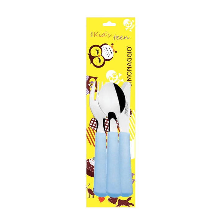 Set de 3 cubiertos infantiles mango celeste SIMONAGGIO