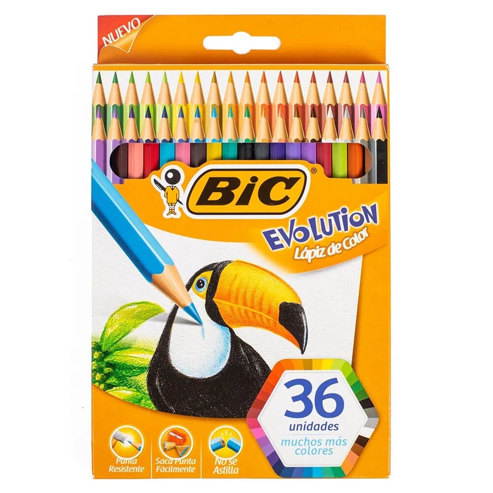 Lápices de colores Bic evolution estuche x 36 - hiperlibertad colores bic evolution