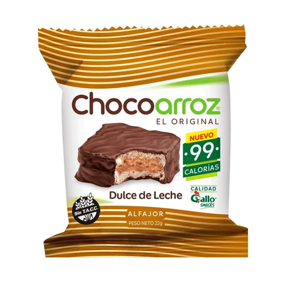 ALFAJOR CHOCOARROZ GALLO DULCE DE LECHE X 22 G.