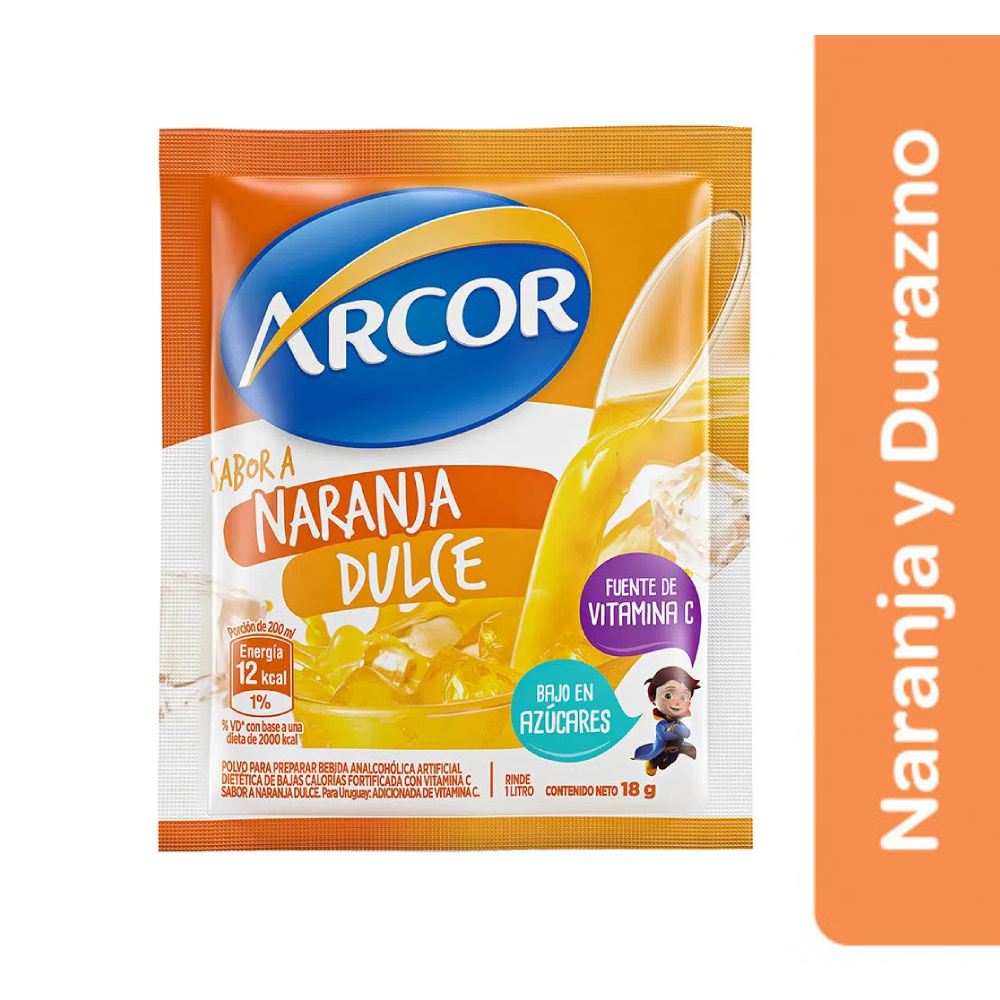 JUGO EN POLVO ARCOR NARANJA-DURAZNO X 18 G.