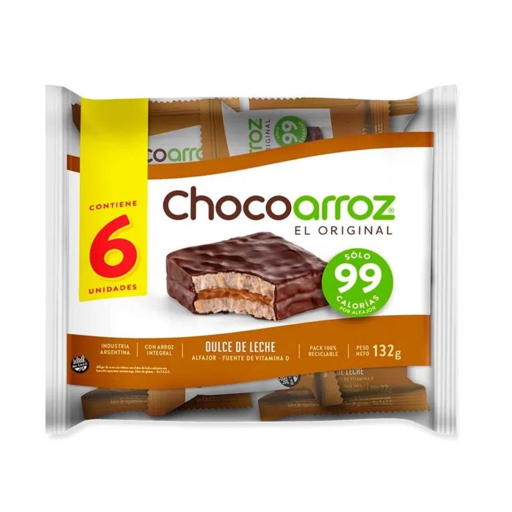 ALFAJOR CHOCOARROZ GALLO DULCE DE LECHE X 6 U.