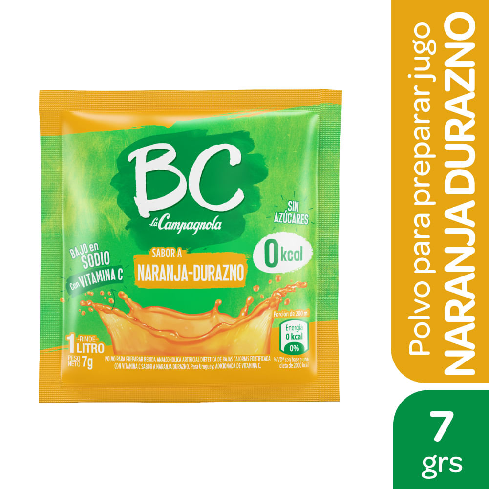 JUGO EN POLVO BC NARANJA-DURAZNO X 18 G.