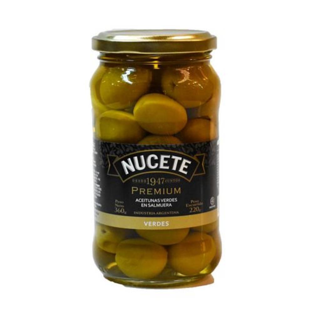 ACEITUNAS VERDES PREMIUM NUCETE FRASCO X 220 Gr