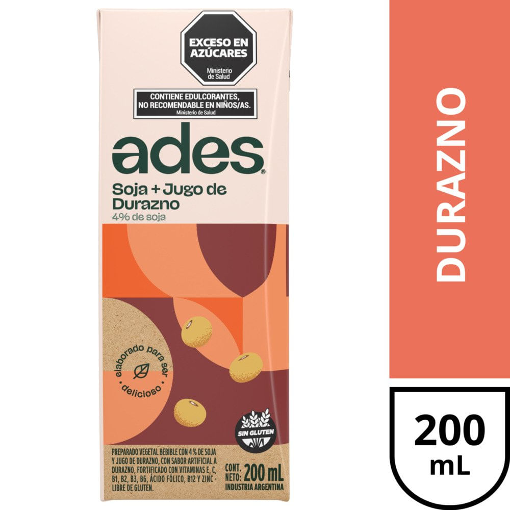ADES Soja + Jugo de Durazno 200 Ml